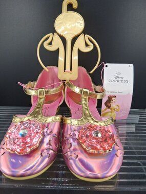 Disney Princess Belle Signature Shoes Kids Size 2/3 Pink & Gold
